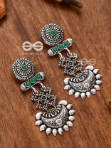 A Bohemian Statement (Emerald Green) - Embellished Oxidised Earrings