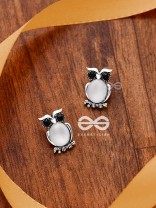 The Little Embellished Owls- Tiny Trinket Earrings (White)