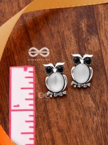 The Little Embellished Owls- Tiny Trinket Earrings (White)