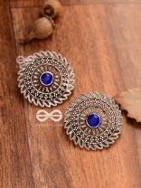 The Elegant Mesh Studs (Sapphire Blue) - The Embellished Oxidised Collection