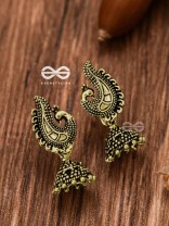 The Little Motif Peacock Jhumki (Golden) - Tiny Trinket Earrings