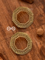 The Little Bohemian Hexagons(Golden) - Oxidised Boho Earrings
