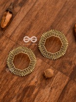 The Little Bohemian Hexagons(Golden) - Oxidised Boho Earrings