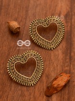 The Little Bohemian Hearts(Golden) - Oxidised Boho Earrings