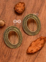 The Little Bohemian Oval Studs(Golden) - Oxidised Boho Earrings