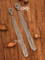 The Intricate Leaf - Chain-Tasseled Boho Earrings