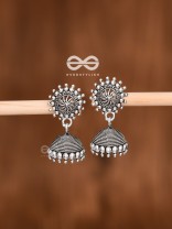 The Little Chakra Jhumkis - Oxidised Boho Earrings