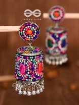 The Magnetic Attention Getters (Multicoloured) - Embroidered Boho Jhumkas