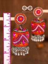 The Magnetic Attention Getters (Pink) - Embroidered Boho Jhumkas