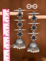 The Elegant Delight - Triple Layered Jhumkas (Onyx Black)