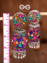The Eye-Catching Statement Makers (Multicoloured) - Embellished Embroidered Jhumkas