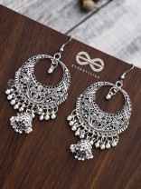 The Nature Motif Jhumkis - Oxidised Boho Earrings