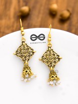 The Tiny Golden Square Artsy Jhumkis