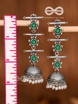 The Elegant Delight - Triple Layered Jhumkas (Emerald Green)