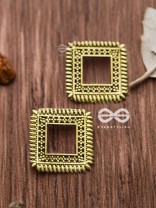 The Little Bohemian Squares (Golden)- Oxidised Boho Earrings