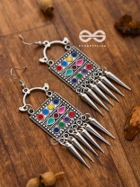 The Embellished Squares - Oxidised Boho Earrings