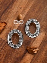 The Little Bohemian Oval Studs(Silver) - Oxidised Boho Earrings