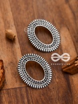 The Little Bohemian Oval Studs(Silver) - Oxidised Boho Earrings