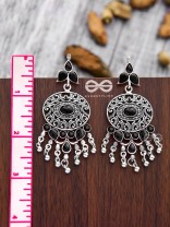 The Playful Elegance - Embellished Oxidised Earrings (Onyx Black)