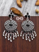 The Playful Elegance - Embellished Oxidised Earrings (Onyx Black)