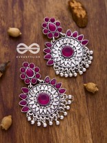 The Woman of Wonder - Embellished Oxidised Earrings (Ruby Red)