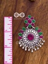 The Woman of Wonder - Embellished Oxidised Earrings (Ruby Emerald)