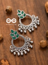A touch of Bohemian Elegance (Emerald Green) - Embellished Oxidised Earrings