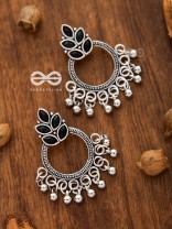A touch of Bohemian Elegance (Onyx Black) - Embellished Oxidised Earrings