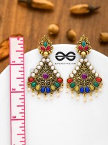 The Embellished Intricate Elegance - Golden Statement Earrings