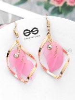 A Twisty Tale - Golden Casual Danglers (Flamingo Pink)