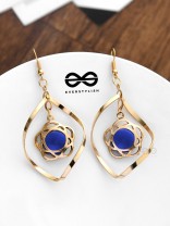 A Star-Studded Twist (Royal Blue) - Golden Light-weight Earrings