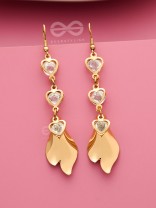 Hearts and Petals - Golden Crystal Danglers