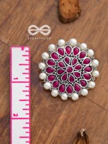 The classy Desire perfect pearl Embellished Statement Studs (Ruby Red)