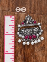 The Boho chic Intricate Embellished statement earrings (Ruby Red)