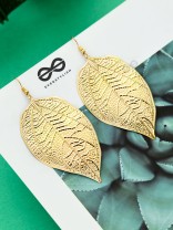 The Shimmery Leaflets - Golden Dangling Earrings