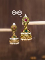 The Golden Intricate Delight - Embellished Oxidised Earrings