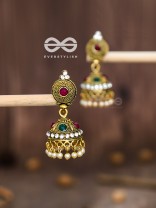 The Golden Intricate Delight - Embellished Oxidised Earrings