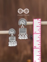 The Fanning Peacock Cylindrical Jhumkis - Tiny Trinket Collection