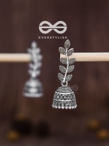 The Bohemian Leaflet Jhumkis - Oxidised Boho Collection