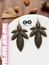 The Intricate Leaflets - Golden Enamelled Earrings