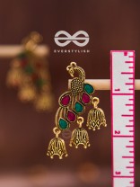 The magnificent meryll Intricate Peacock jhumkis (Golden)