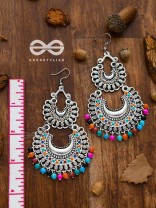 The Colourful Double Layered Enamelled Motif Moon Danglers