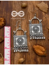 The Intricate Geometric Danglers - Oxidised Boho Earrings