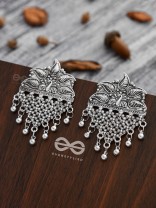 The Fanning Peacock Criss-Cross Statement Earrings