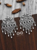 The Fanning Peacock Criss-Cross Statement Earrings