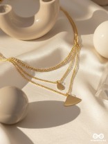 The Elegant Curves  - Golden Triple Layered Statement Neckpiece