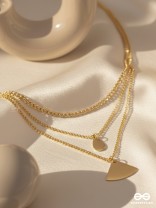 The Elegant Curves  - Golden Triple Layered Statement Neckpiece