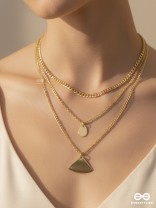 The Elegant Curves  - Golden Triple Layered Statement Neckpiece