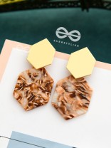 The Hexes of Charm - Golden Acrylic Statement Earrings