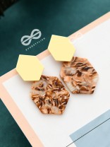 The Hexes of Charm - Golden Acrylic Statement Earrings